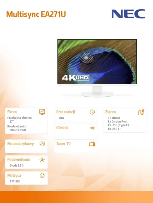 NEC Monitor Multisync EA271U 27 UHD white - Image 2