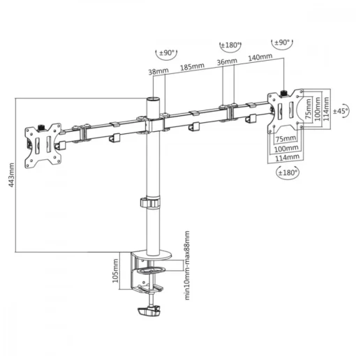 Maclean Double Desk Monitor LCD Bracket NC-884 - Image 5