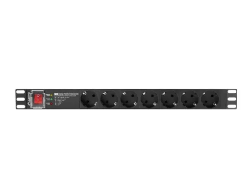 Lanberg Power strip PDU PRO 19 inch 1U 16A 7X SCHUKO SPD-3MP 2m black - Image 2