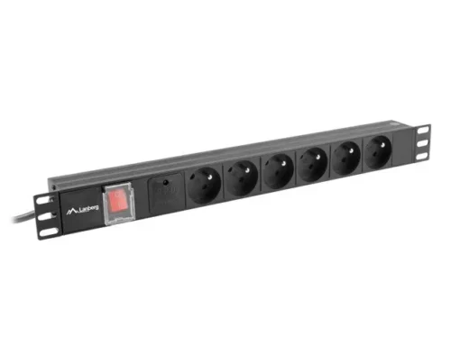 Lanberg Power strip PDU rack 19 inch 1U 16A 6X 230V PL 2m black