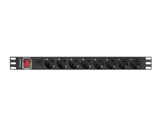 Lanberg Power strip Rack PDU 19 1U 16A 8X schuko 2M black - Image 2