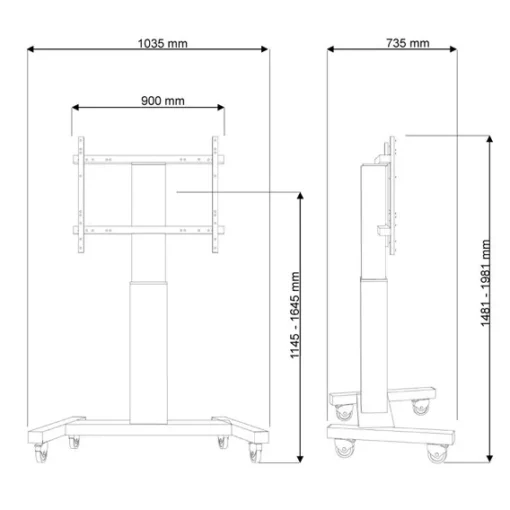 Neomounts Mobile stand PLASMA-M2250BLACK 42-100 130KG 200X200-800X600 - Image 2