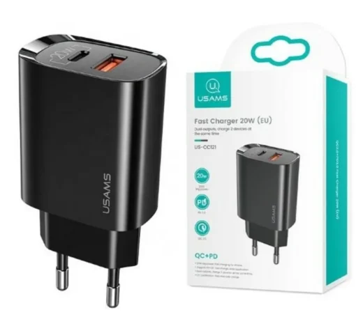 USAMS Usams phone charger 1xU SB-C+1xUSB T35 20W PD3. - Image 2