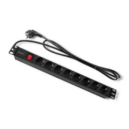 Qoltec Power strip for RACK 1U 16A, PDU, 8xSCHUKO, 2m - Image 2