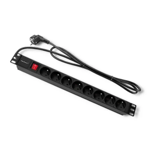 Qoltec Power strip for RACK 1U 16A, PDU, 8xFRENCH, 2m - Image 2