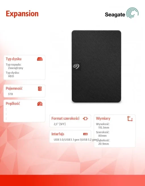 Seagate външен хард диск Expansion 5TB 2,5 STKM5000400 black - Image 2