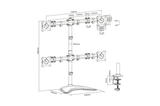 Digitus Monitor Stand 4xLCD max. 27 max. 8kg - Image 4