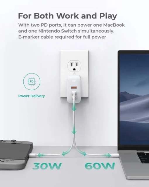 AUKEY AUKEY PA-B6S White Omni a Mix GaN ultrafast Wal - Image 4