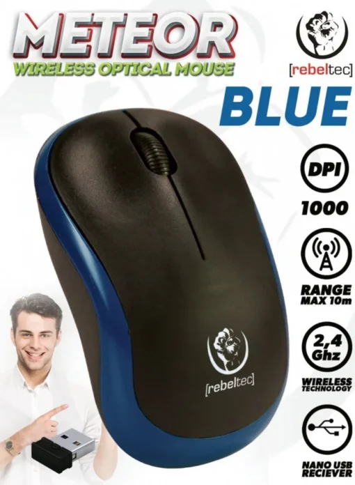 Rebeltec Wireless optical mouse Rebeltec METEOR blue - Image 5