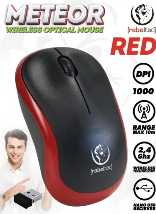 Rebeltec Wireless optical mouse Rebeltec METEOR red - Image 4