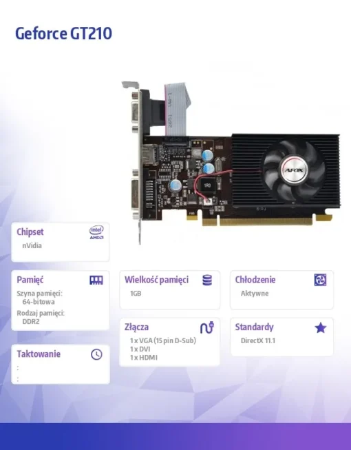 AFOX видео карта Geforce GT210 1GB DDR2 64Bit DVI HDMI VGA LP Fan V7 - Image 2