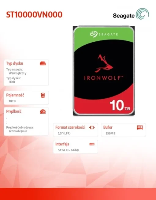 Seagate Drive IronWolf 10TB 3,5 256MB ST10000VN000 - Image 4