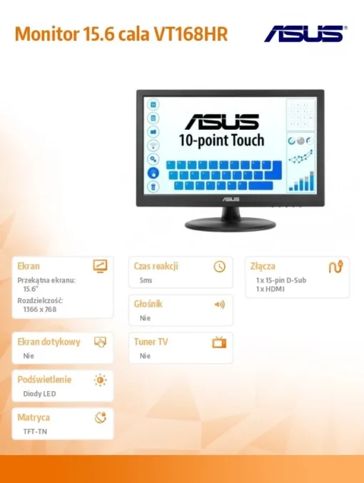 Asus Monitor 15.6 inch VT168HR - Image 2