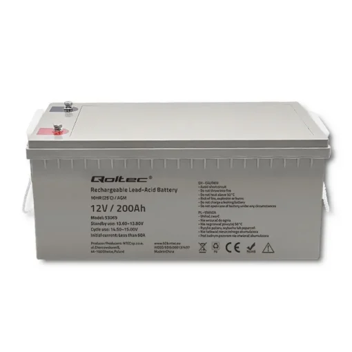 Qoltec AGM battery 12V 200Ah, max. 3000A - Image 3