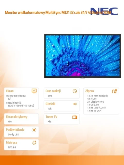 NEC Monitor MultiSync M321 32 inch 24/7 450cd/m2 SDM - Image 4