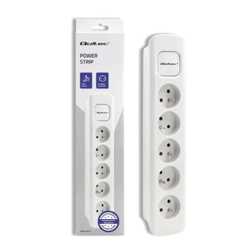 Qoltec Power strip 5 sockets, 1.8m, White