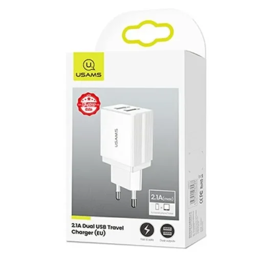 USAMS Charger 2xUSB T24 2,1A White Only Head - Image 2