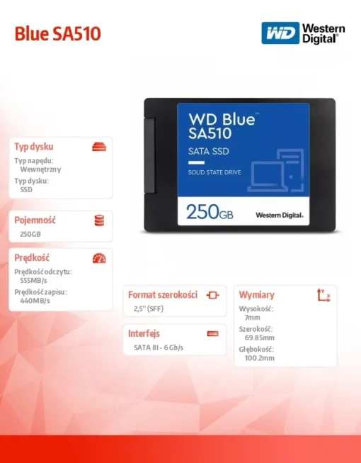 Western Digital Blue SSD drive 250GB SA510 2,5 inches WDS250G3B0A - Image 5