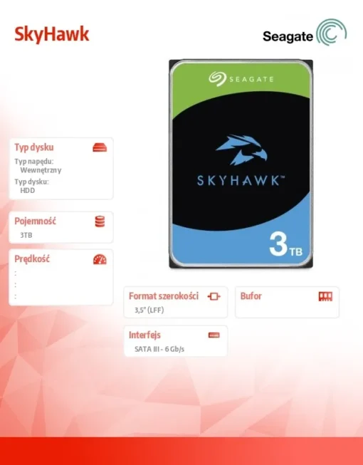 Seagate HDD SkyHawk 3TB 3,5 inch 256MB ST3000VX015 - Image 5