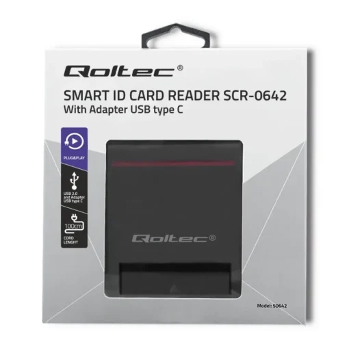 Qoltec Smart chip card scanner USB 2.0 Plug&play - Image 2