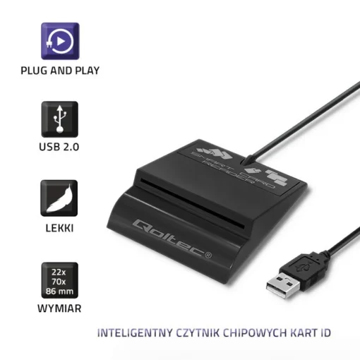 Qoltec Intelligenst smart ID card reader, USB type C - Image 5