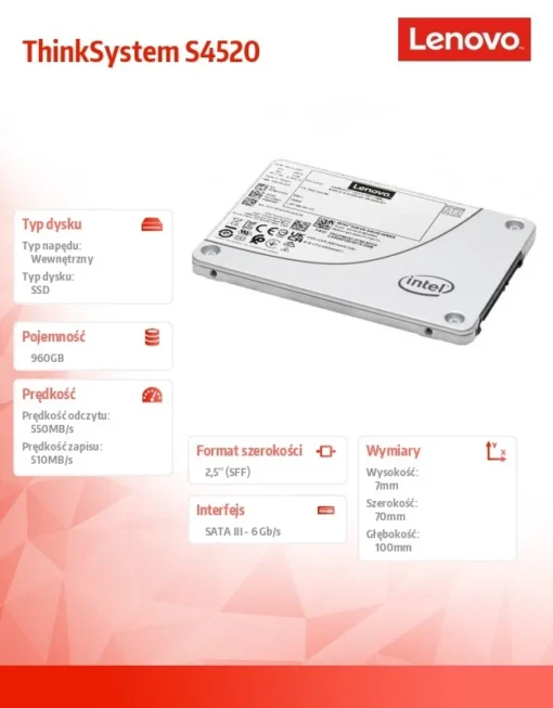 Lenovo SSD 960GB 2,5 SATA RI 4XB7A17102 - Image 3