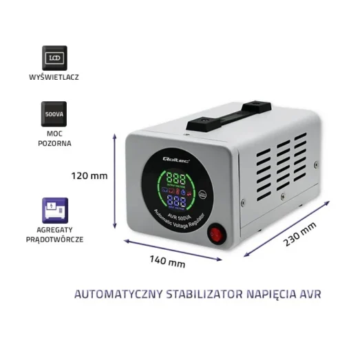 Qoltec Voltage stabilizer AVR 500VA - Image 3