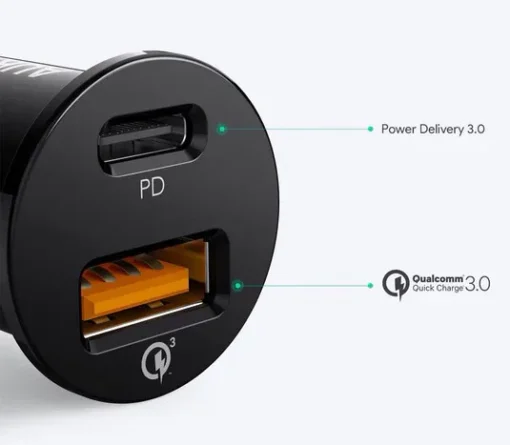 AUKEY AUKEY CC-Y11 Mini зарядно за кола 2xUSB (1xUSB C P - Image 3