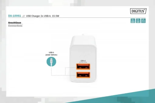 Digitus USB Charger 2x USB-A DA-10061 - Image 5