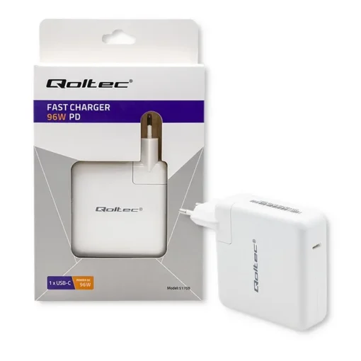 Qoltec Power charger FAST 96W USB C PD, white, 5V 20V - Image 3