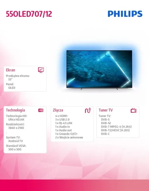 Philips TV 55 inchOLED 55OLED707/12 AND. AMBI.