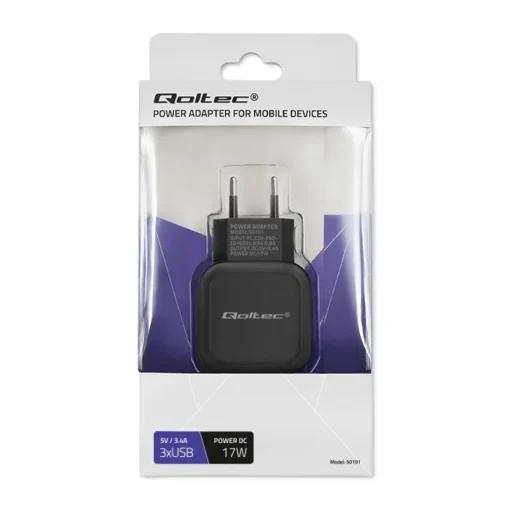 Qoltec Charger 17W | 5V | 3.4A | 3xUSB - Image 2