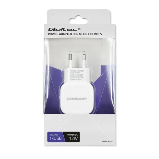 Qoltec Charger 12W 5V 2.4A USB White - Image 3