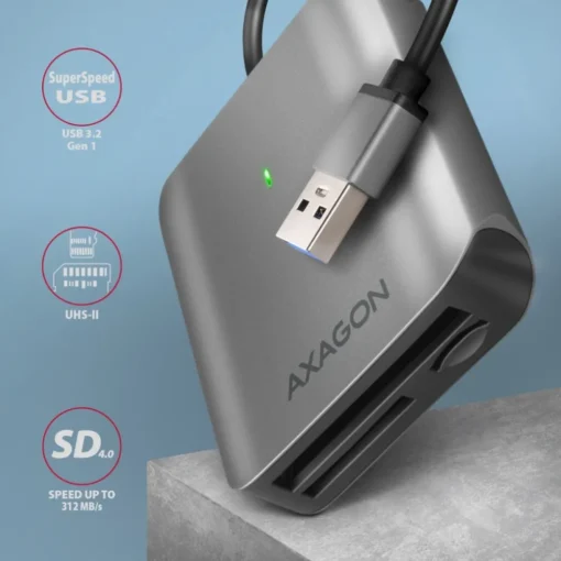 AXAGON CRE-S3 External card reader USB-A 3.2 Gen 1, 3-slot & lun SD/microSD/CF, UHS-II - Image 2