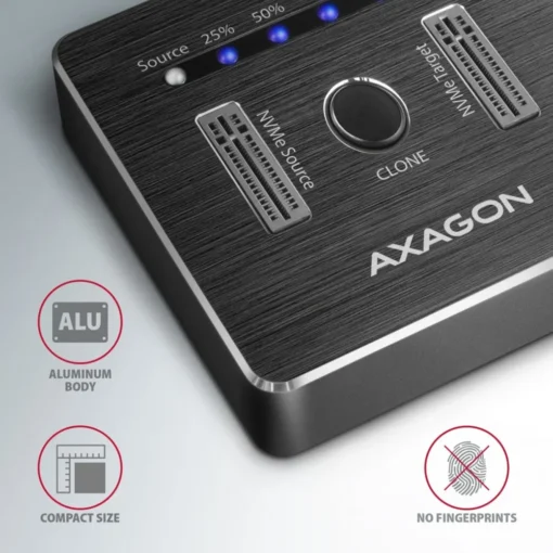 AXAGON Docking Station ADSA-M2C, USB-C 3.2 Gen 2 - 2x M.2 NVMe SSD CLONE MASTER - Image 5