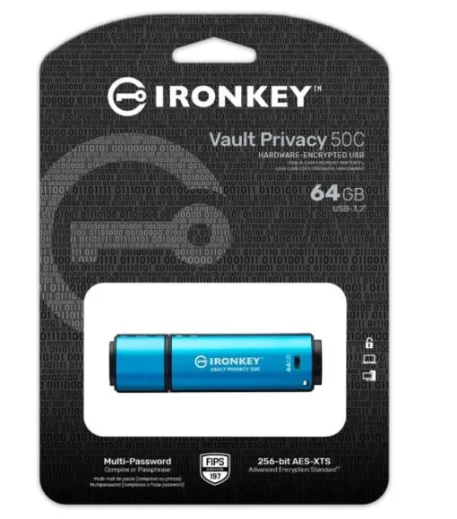 Kingston Pendrive 64GB IronKey Vault Privacy 50C AES-256 FIPS-197 - Image 2