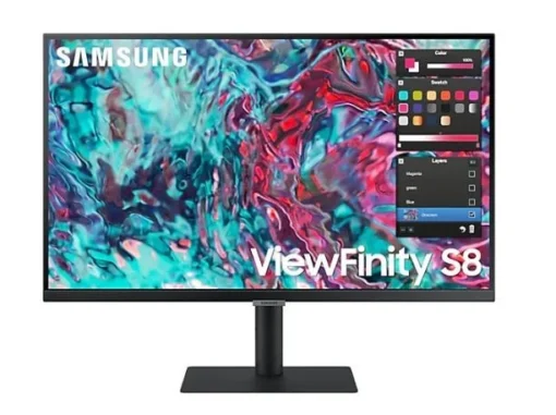 Samsung Monitor 27 cali ViewFinity S8 IPS 3840x2160 UHD 16:9 1xHDMI 2xTB 4.0 (90W/15W) 3xUSB 3.0 LAN 5ms DCh PinP/PbyP 60Hz HAS+PIV głośniki płaski