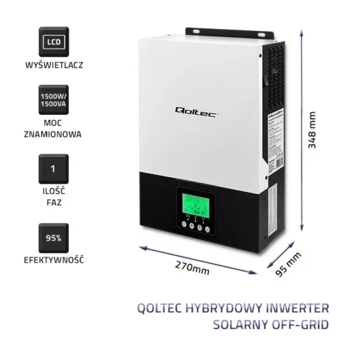 Qoltec Hybrid solar inverter Off Grid, 1.5kW, 80A - Image 3