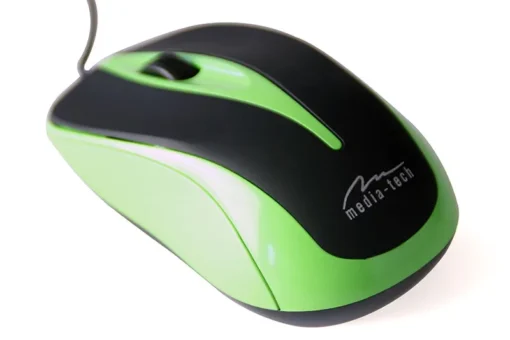 Media-Tech Wired Optical Mouse 800dpi black & green MT1091G - Image 3