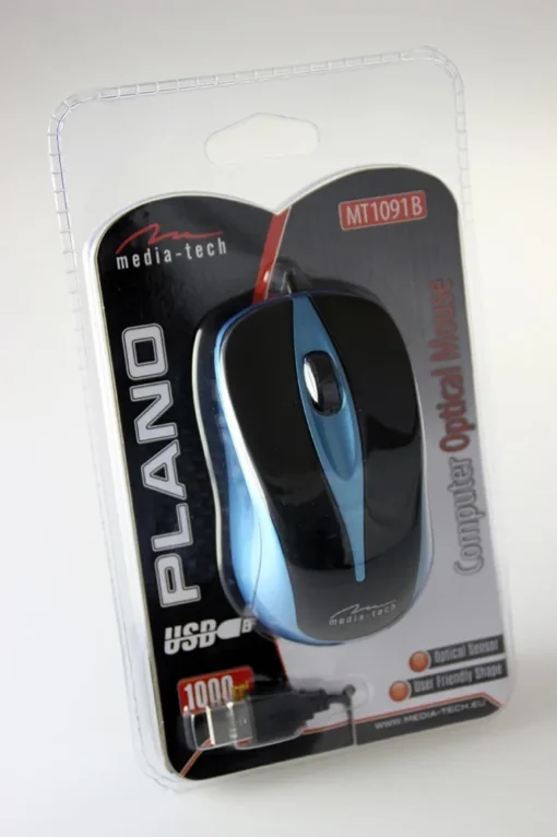 Media-Tech Optical Mouse 800dpi BLACK-BLUE MT1091 - Image 2