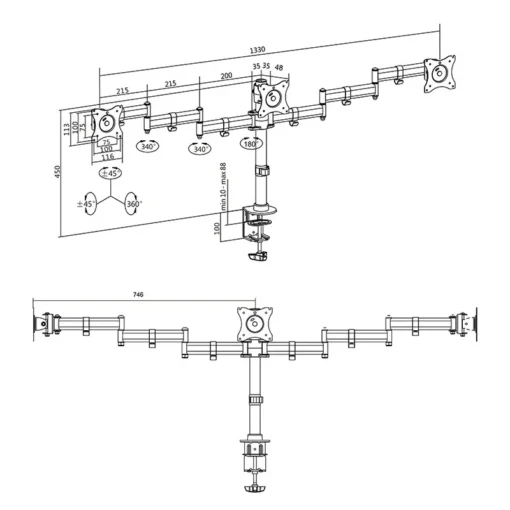 LogiLink Triple monitor desk mount, 13-27 39, 3x8kg. ma - Image 4