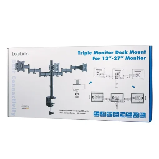 LogiLink Triple monitor desk mount, 13-27 39, 3x8kg. ma - Image 5