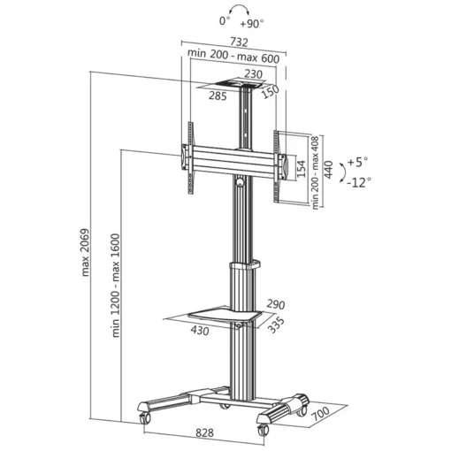 LogiLink TV cart, 37-70 39, VESA, 50kg. max - Image 2