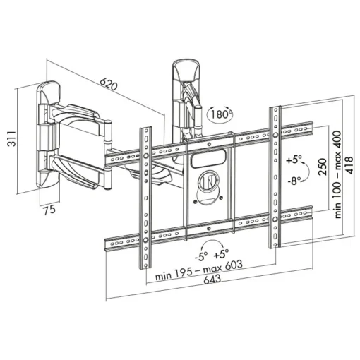 LogiLink TV corner wall mount, 37-70 39,, 45kg. max - Image 3