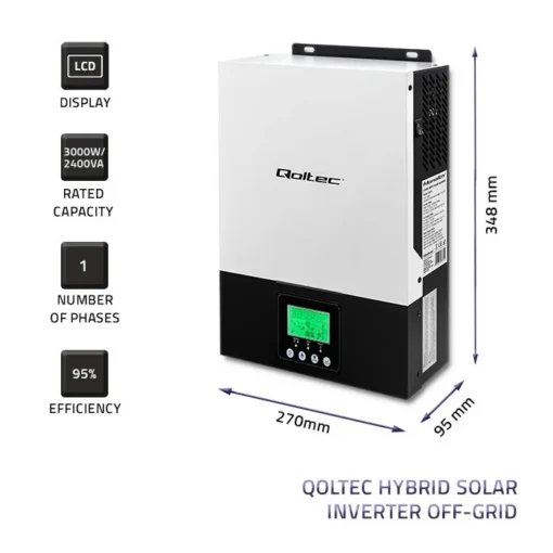 Qoltec Hybrid solar inverter Off Grid 2.4kW, 80A - Image 3