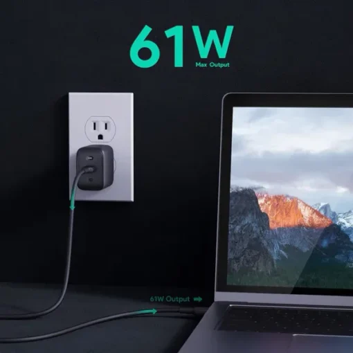 AUKEY Charger PA-B2 Omnia GaN 1xUSB-C 61W Power Delivery 3.0 3A black - Image 4