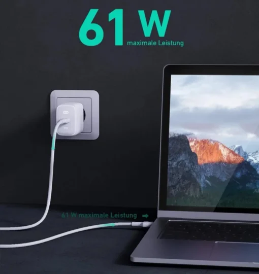 AUKEY Charger PA-B2 Omnia GaN 1xUSB-C 61W Power Delivery 3.0 3A white - Image 5