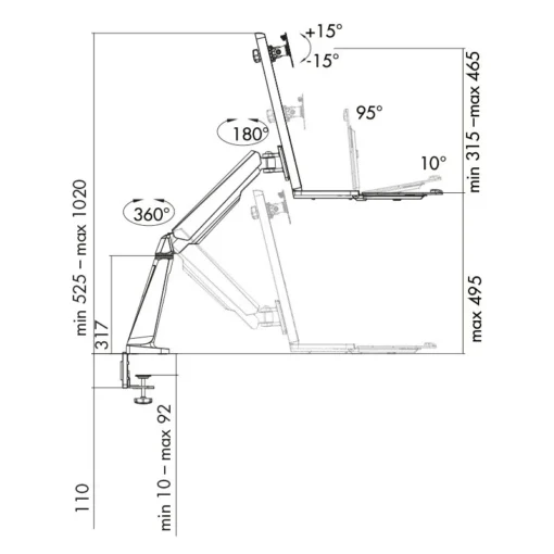 LogiLink Sit-stand работна станция monitor desk,13-32 39, 8kg - Image 2