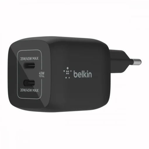 Belkin Dual USB-C GaN Wall Charger with PPS 45W black - Image 3