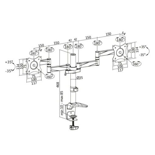 LogiLink Dual monitor mount 13-27, aluminum - Image 2